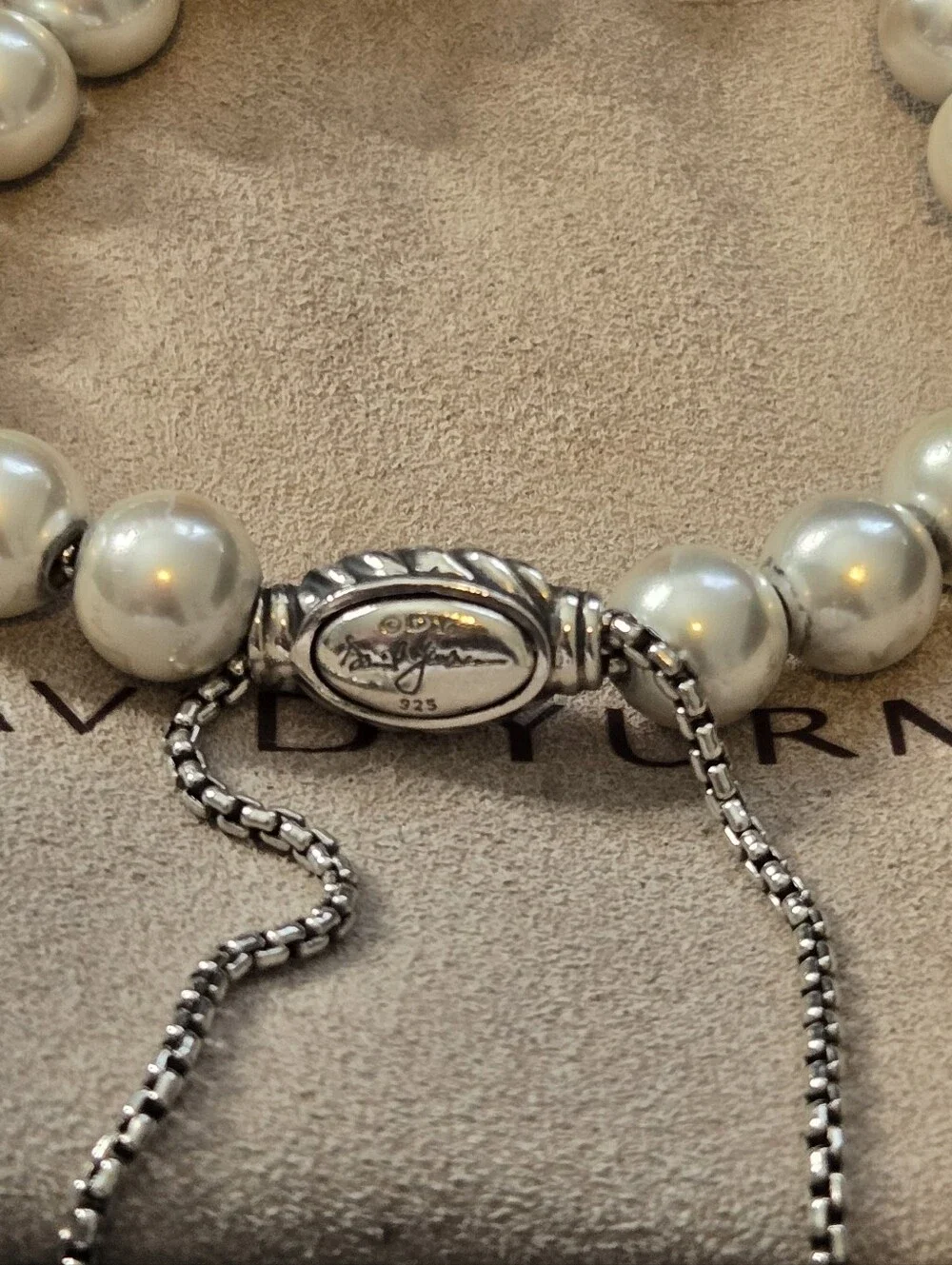 David Yurman Silver and Pearls Beads Bracelet